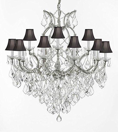 Maria Theresa Empress Crystal (Tm) Chandelier Lighting H 38" W 37" With Black Shades - A500-Sc/Silver/1/21510/15+1