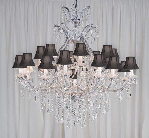Maria Theresa Chandelier Crystal Chandeliers Lighting H52" X W46" With Black Shades - A500-Blackshades/Silver/52/2Mt/24+1 Gtc