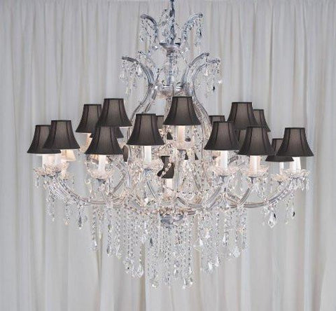 Maria Theresa Chandelier Crystal Chandeliers Lighting H52" X W46" With Black Shades - A500-Blackshades/Silver/52/2Mt/24+1 Gtc