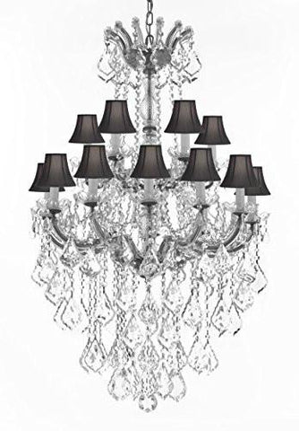 Maria Theresa Crystal Chandelier Chandeliers Lighting With Black Shades H 50" X W 30" - Great For Dining Room Entryway Or Living Room - A500-B13/Cs/Blackshades/152/18