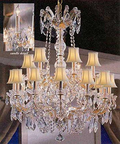 Maria Theresa Crystal Chandelier Lighting With White Shades 30"X28" - A500-Sc/Whiteshade/152/18
