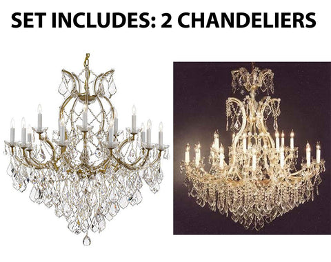 Set of 2-1 Maria Theresa Crystal Lighting Chandeliers Lights Fixture Ceiling Lamp H38" X W37" and 1 Crystal Chandelier Lighting Chandeliers Size: H52" X W46" - 1/21510/15+1 + 52/2MT/24+1 A500-