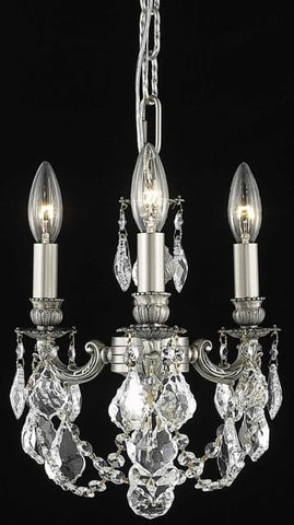 C121-9103D10PW/RC By Elegant Lighting Lillie Collection 3 Light Chandeliers Pewter Finish